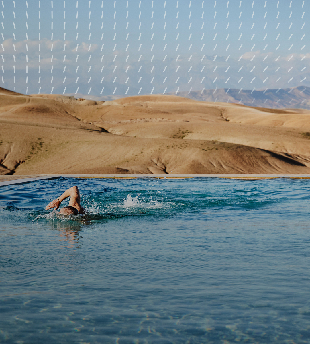 Man swimming in pool to stay healthy