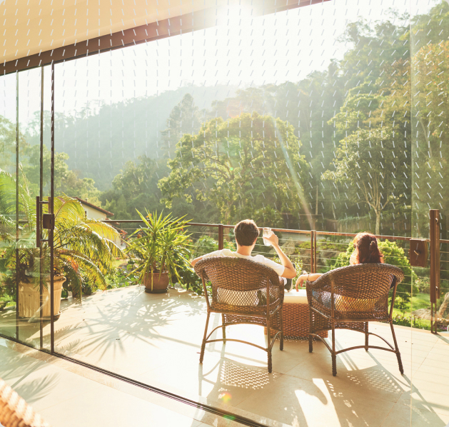 Couple on patio enjoying nature
